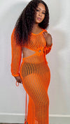 Fun Weekend Crochet Orange Dress