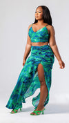 Tropical Ruched Skirt Set