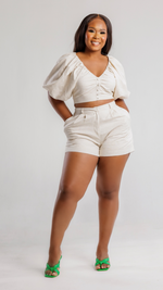 Beige Linen Short Set